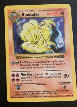 Pokemon Ninetales Shadowless Holo Rare Card Base Set 12/102 - Image 1