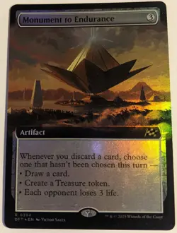 MTG English Magic Card FOIL N/M Extended Art MONUMENT TO ENDURANCE, AEtherdrift - Image 1