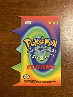 2000 TOPPS Pokemon #10 Caterpie Stage 1 Die Cut Embossed card EV1 of 12 - Image 4