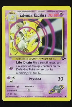 Sabrina's Kadabra - 58 - Gym Challenge - Pokemon Card - Lightly Played - Image 1