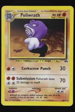 Poliwrath - 28 - Neo Discovery - Pokemon Card - Lightly Played - Image 1