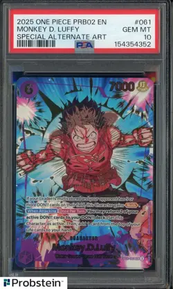 2025 One Piece PRB02 EN #061 Monkey.D.Luffy Special Alternate Art PSA 10 - Image 1