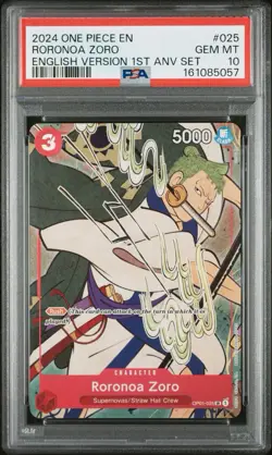 ONE PIECE RORONOA ZORO 2024 ENGLISH VERSION 1ST ANNIV SET #025 PSA 10 - Image 1