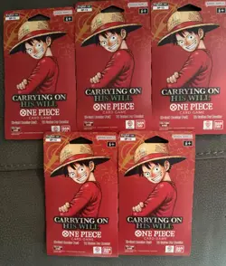 One Piece TCG OP-13 Carrying On His Will Sleeved Booster Pack Lot of 5 Sealed - Image 1