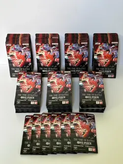 One Piece TCG OP-16 The Time Of Battle Sleeved Hanger Booster Lot Of 76 - Image 1