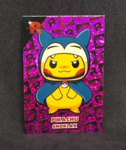 Pikachu Snorlax Poncho - Purple Holo Box Hit - Team Rocket Database - Pokemon - Image 1