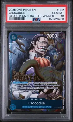 2025 ONE PIECE PROMOS STORE 2-ON-2 BATTLE-WINNER #082 CROCODILE PSA 10 - Image 1