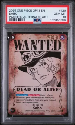 2025 ONE PIECE OP13-CARRYING ON HIS WILL WANTED ALTERNATE ART #120 SABO PSA 10 - Image 1
