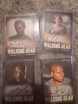 walking dead trading cards lot of 4 autographed cards from seasons 2 & 3 - Image 1