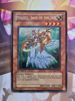 3x Yugioh STON-EN062 Meltiel Sage of the Sky Secret Rare 1st Ed LP Light Play x3 - Image 2