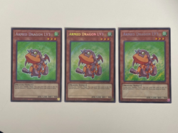 Yugioh Armed Dragon LV3 x 3 - 1st Edition Secret Rare Chibi Art NM - Free Holo A - Image 1