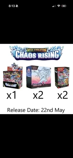 PRESALE Chaos Rising Pokemon Center Bundle 1x Booster Box, 2x Bundles, 2x PC ETB - Image 1