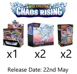 PRESALE Chaos Rising Pokemon Center Bundle 1x Booster Box, 2x Bundles, 2x PC ETB - Image 1