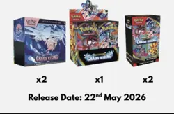 PRESALE Chaos Rising Pokemon Center Bundle 1x Booster Box, 2x Bundles, 2x PC ETB - Image 1