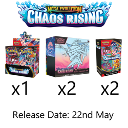 PRESALE Chaos Rising Pokemon Center Bundle 1x Booster Box, 2x Bundles, 2x PC ETB - Image 1