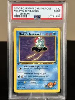 2000 Pokemon Gym Heroes TCG Card Misty's Tentacool 1st Edition #32 PSA 9 Mint 🚀 - Image 1
