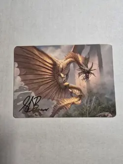 Gold Stamp Art Series ANCIENT GOLD DRAGON mtg NM Commander Baldurs Gate - Image 1