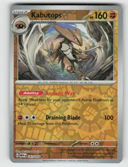 Reverse Holo Kabutops 141/165 SV: Scarlet & Violet 151 - Image 1