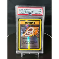 2016 Pokemon XY Evolutions Charard Spirit Link 75 Reverse Foil PSA 9 Mint - Image 1