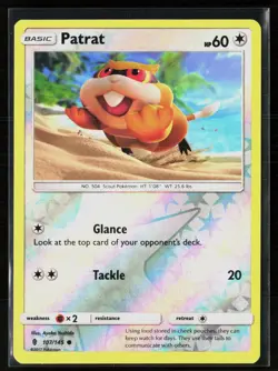 Patrat 107/145 Common Reverse Holo Guardians Rising Pokemon NM - Image 1