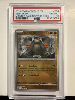 Pokemon Terrakion 054/086 Master Ball Reverse Holo #054 2025 - PSA 10 - Image 1