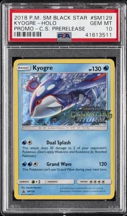 2018 POKEMON SM BLACK STAR PROMO CELESTIAL STORM PRERELEASE KYOGRE-HOLO PSA 10 - Image 1