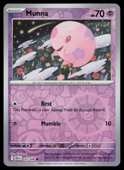 Munna Common Reverse Holo Black Bolt BLK 035/086 Pokemon NM 2025 - Image 1