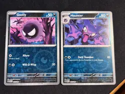 GASTLY HAUNTER - 2 CARD EVOLUTION SET - Paldean Fates - NM - Revese Holo - Image 1