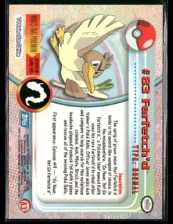 Farfetch'd #83 Topps Trading Cards Series 2 Blue Logo Pokemon Lightly Played - Image 2
