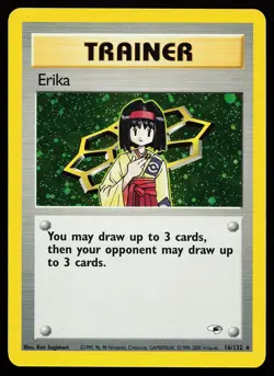 Erika 16/132 Unlimited Holo Rare Gym Heroes Pokemon Card - Image 1