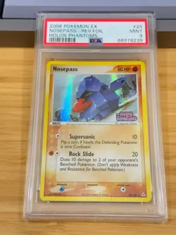 2006 Pokemon Ex Holon Phantoms 25 Nosepass Rev. Foil PSA 9 Mint reverse - Image 1
