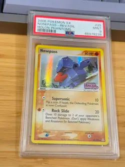2006 Pokemon Ex Holon Phantoms 25 Nosepass Rev. Foil PSA 9 Mint reverse - Image 2