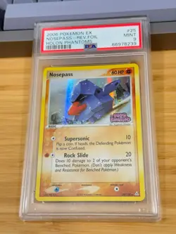 2006 Pokemon Ex Holon Phantoms 25 Nosepass Rev. Foil PSA 9 Mint reverse - Image 3