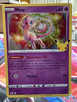 Pokemon TCG Celebrations Mew Holo Rare Card 011/025 Near Mint Condition - Image 1