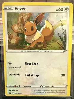 Pokemon Eevee SWSH095 Sword & Shield Promo Holo Basic 60HP TCG Card English - Image 1