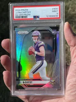 JJ McCarthy RC Panini Prizm 2024 Silver Prizm PSA 9 - Image 1