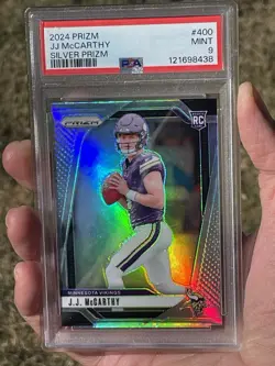 JJ McCarthy RC Panini Prizm 2024 Silver Prizm PSA 9 - Image 2