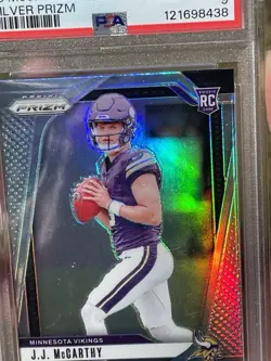 JJ McCarthy RC Panini Prizm 2024 Silver Prizm PSA 9 - Image 4