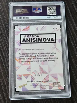 2023 Metal Universe Champ Premium Skybox Star Emerald SP Amanda Anisimova RC /25 - Image 2
