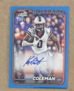 2024 TOPPS CHROME BLUE REFRACTOR AUTOGRAPH KEON COLEMAN AUTO #’D 138/150 - Image 1