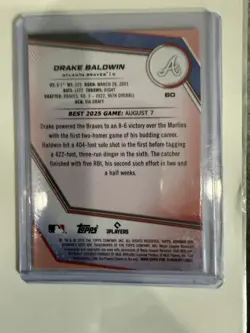 Topps Bowman's Best 2025 Drake Baldwin Braves RC Parallel /250 #60 - Image 2