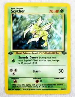 Pokemon SCYTHER 1999 Jungle 1st Edition 10/64 Holo Pokemon Card WOTC 10 - Image 1