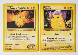 Pokemon Gym Challenge Lt. Surge's Pikachu 84/132 & Base Set Pikachu 58/102 - Image 1