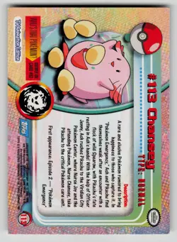 Chansey #113 Topps Trading Cards Series 2 Pokemon LP - Image 2