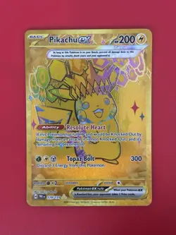 Pokemon TCG Pikachu EX Hyper Rare Gold SV Prismatic Evolutions Card 179/131 - Image 1