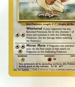 Pidgeotto - 22/102 - WOTC Base Set Regular Rare Pokemon Card - LP - Image 2