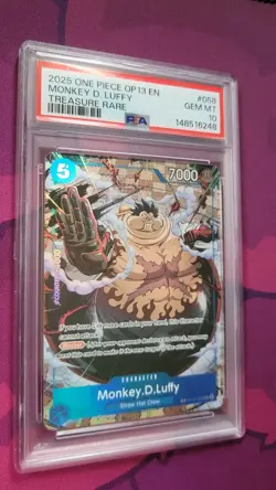 One Piece CCG Monkey. D. Luffy OP07-109 Treasure Rare Card PSA 10 - Image 1