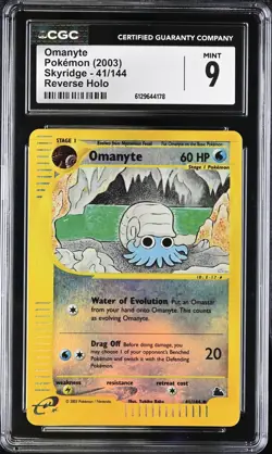 CGC 9 MINT Omanyte 41/144 Skyridge REVERSE HOLO Vintage WOTC 2003 Pokemon Card - Image 1