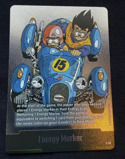 Bandai Dragon Ball Super FB01 Energy Marker E-50 Foil Card EN Goku Bulma - Image 1
