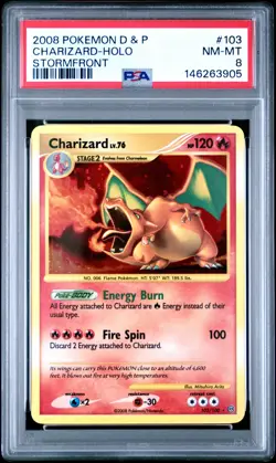 2008 POKEMON DIAMOND & PEARL STORMFRONT 103 CHARIZARD-HOLO PSA 8 - Image 1